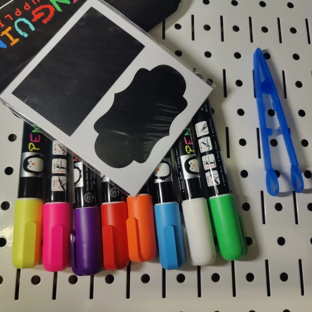 Liquid Chalk Marker Set (8ct, 6mm Reversible Tips) With Labels, Non Toxic